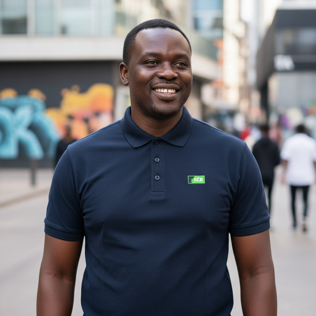 Classic KCB Branded Cotton Polo Shirt Navy Blue