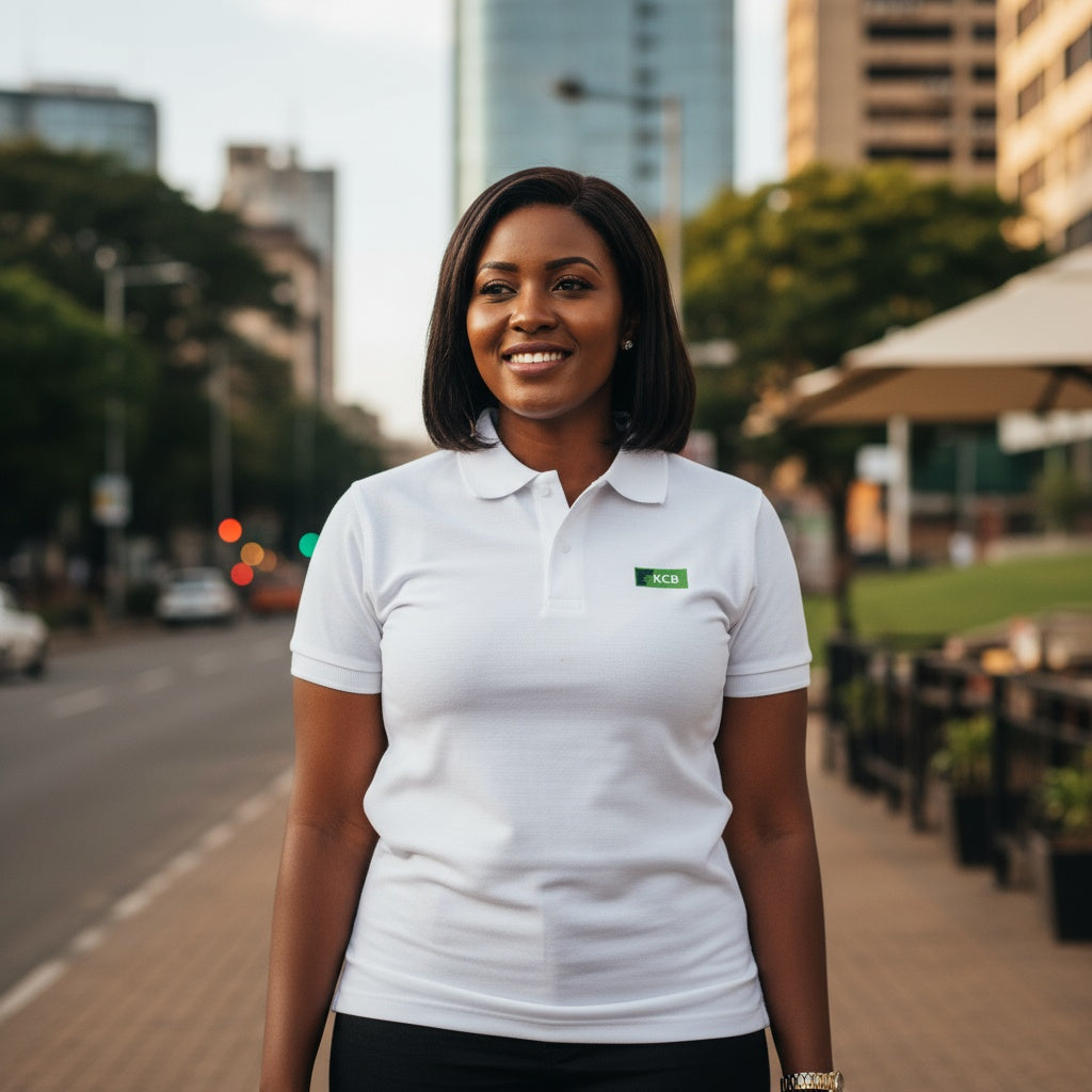 Classic KCB Branded Cotton Polo Shirt  - White