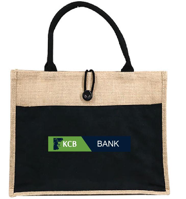 KCB Branded Eco Jute Bag with Black Canvas