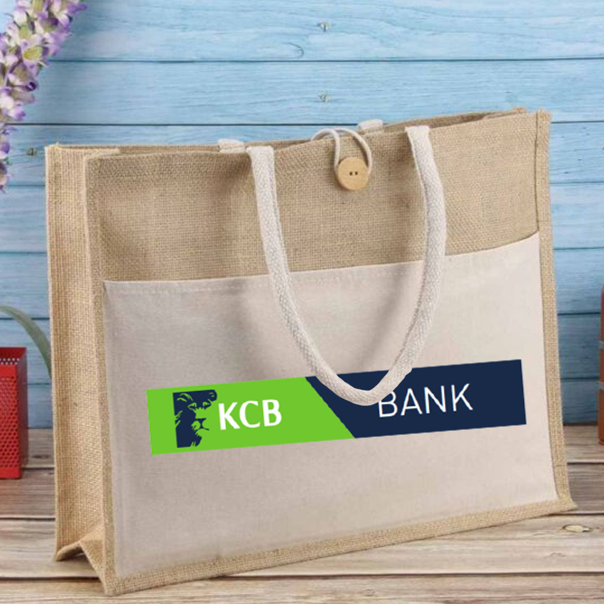 KCB Eco Jute Bag with White Canvas