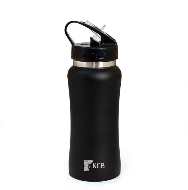 Sports Water Bottle with Straw, 350ml- black