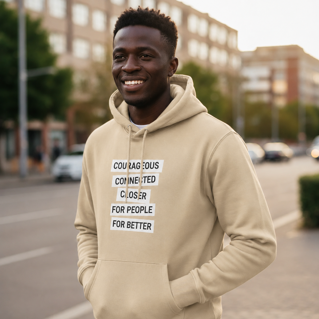 'Our Values' KCB Branded Hoodie Beige