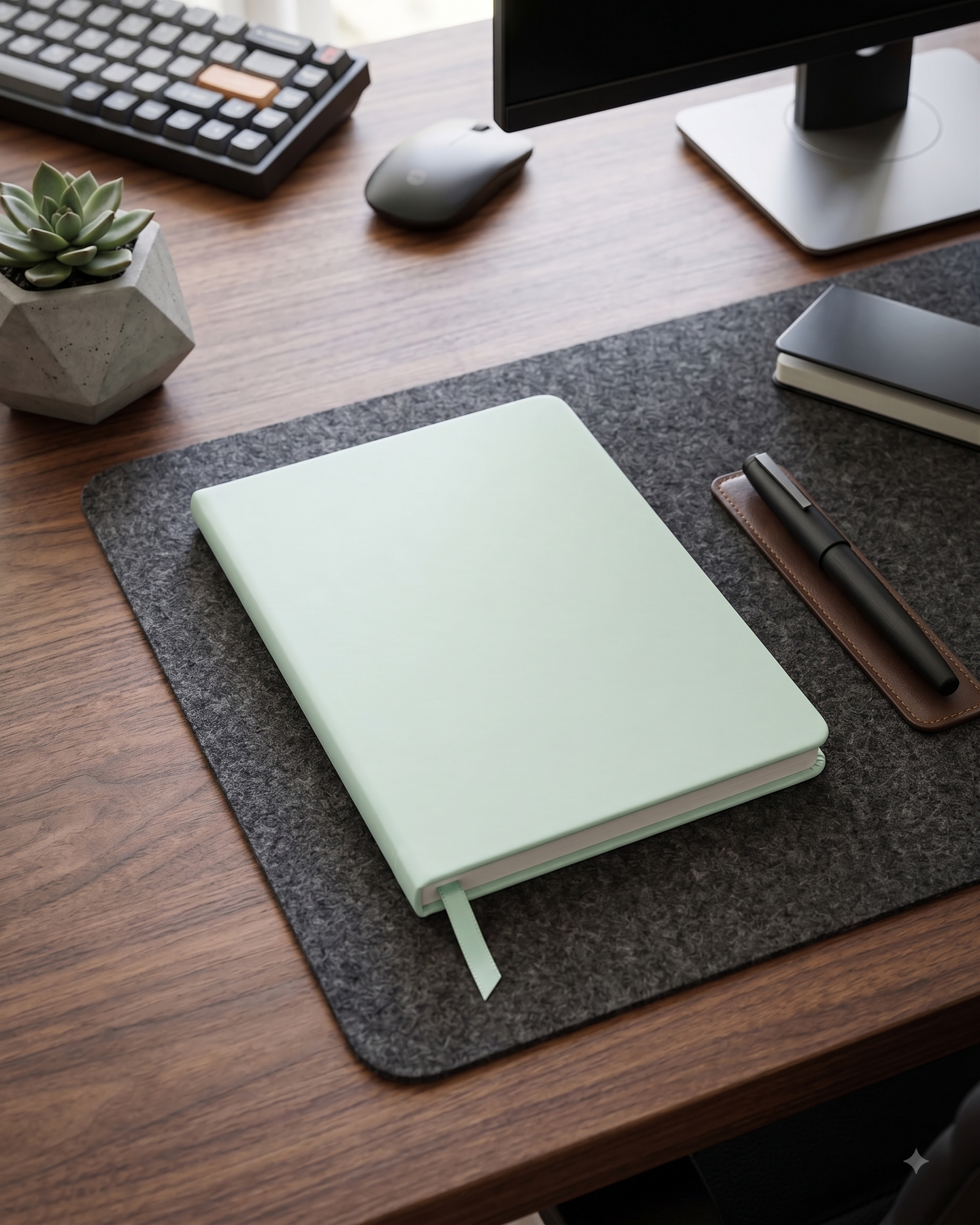 A5 Soft Cover Notebook – PU Leather Light green Matte Finish Journal
