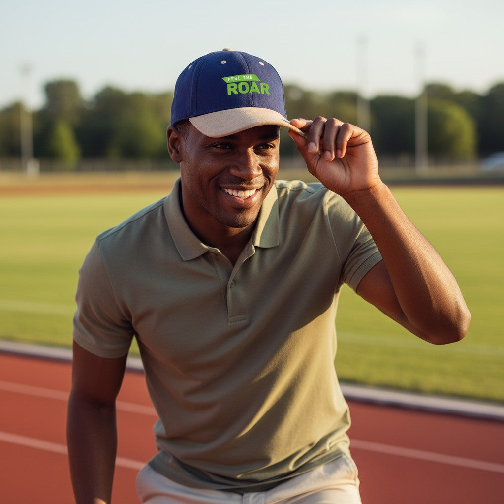 Premium Edition Leather Peak Cap Navy blue