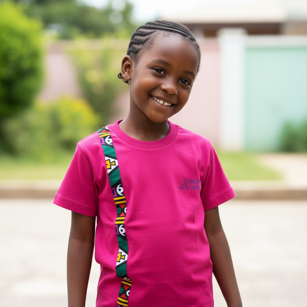 Kids Patterned T-shirt Pink Ankara