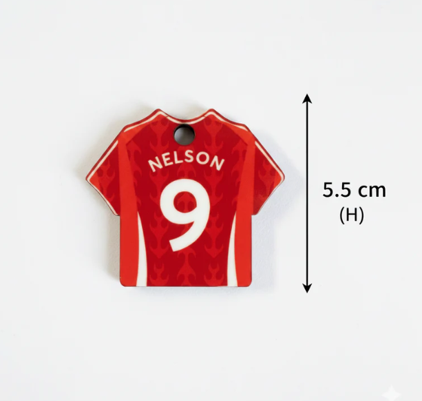 Personalised Soccer Jersey Key Holder – Custom Name & Number Key Accessory 5.5 cm