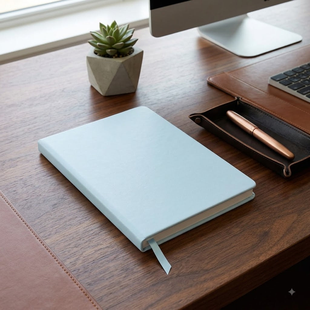 A5 Soft Cover Notebook – PU Leather  light blue Matte Finish Journal