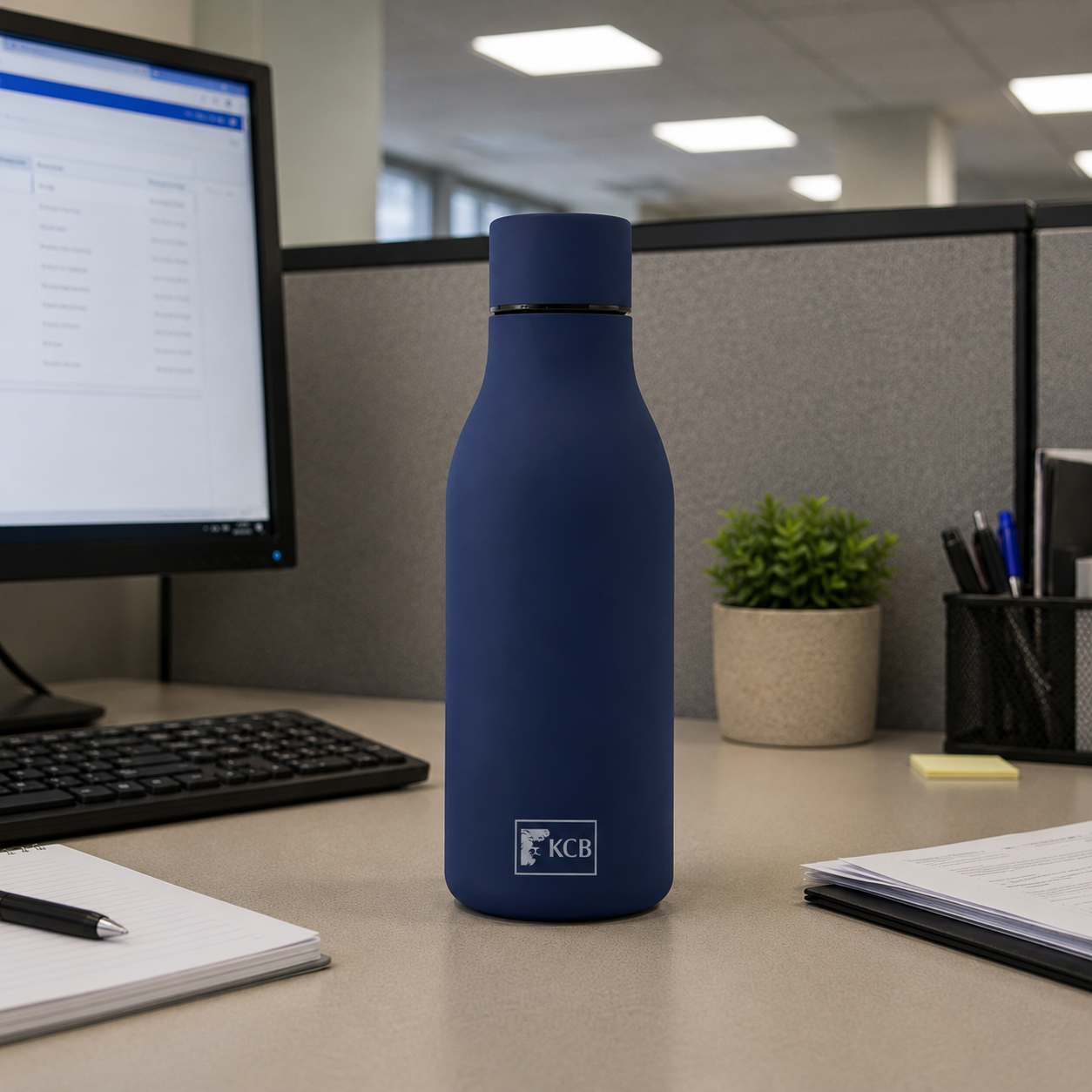 KCB Personalised Soft Touch Water Bottle - 500ml. navy blue