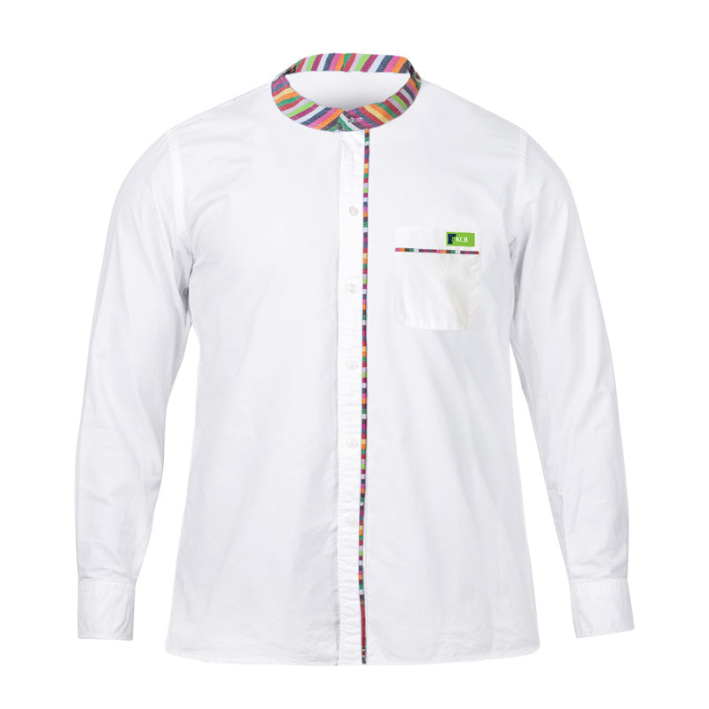 KCB Branded Chinese Collar  White  Shirt