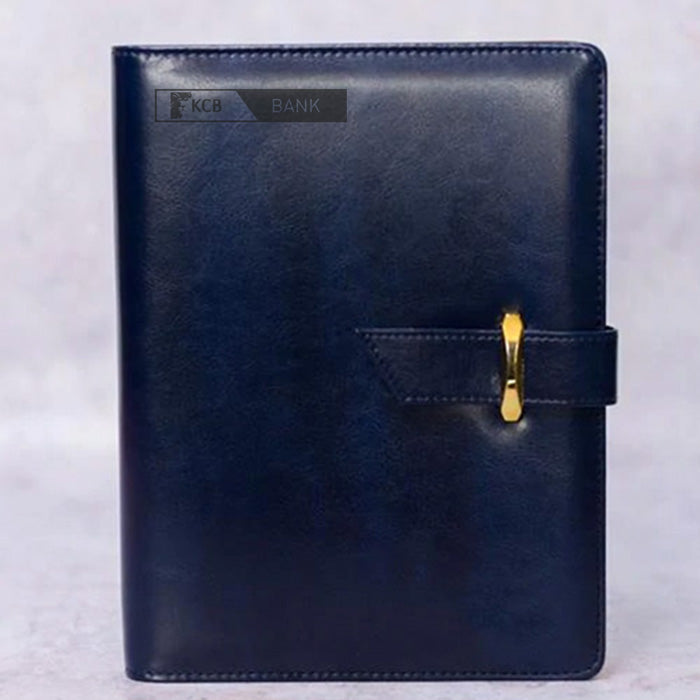 Executive Leathersque Navy Blue branded A5 Notebook